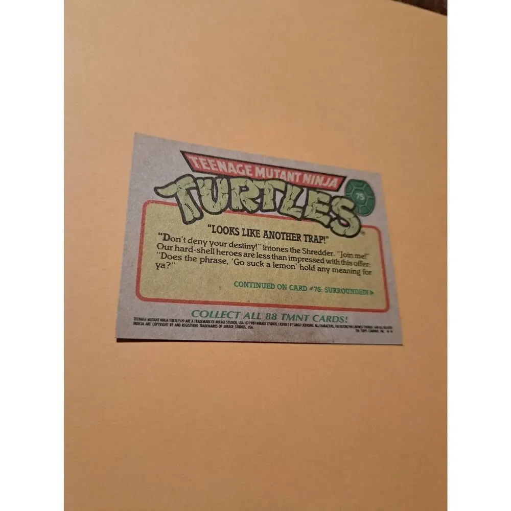 1989 Topps TMNT Trading Card 75 Teenage Mutant Ninja Turtles - Picture 2 of 3